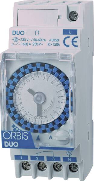 ORBIS Zeitschalttechnik DUO D 230 V Hutschienen-Zeitschaltuhr analog 230 V/AC
