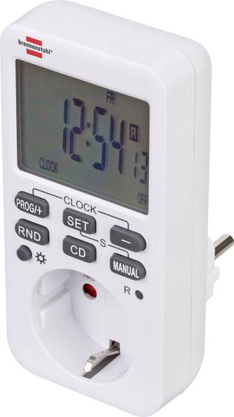 Brennenstuhl 1506320 Zeitschaltuhr digital Wochenprogramm 3600 W IP20 Countdown-Funktion, Dauerbetrieb, EIN/AUTO/AUS-P
