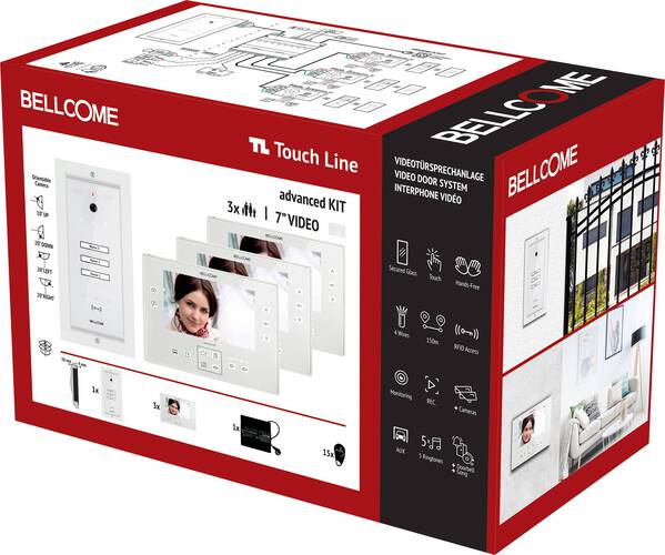 Bellcome Advanced 7" Video-Kit 3 Familie Video-Türsprechanlage Kabelgebunden Komplett-Set 20teilig Weiß