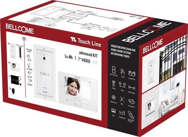Bellcome Advanced 7" Video-Kit 1 Familie Video-Türsprechanlage Kabelgebunden Komplett-Set 8teilig Weiß