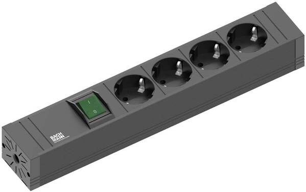 Bachmann 420.0012 Steckdosenleiste mit Schalter 4fach Schwarz Schutzkontakt 1 St.