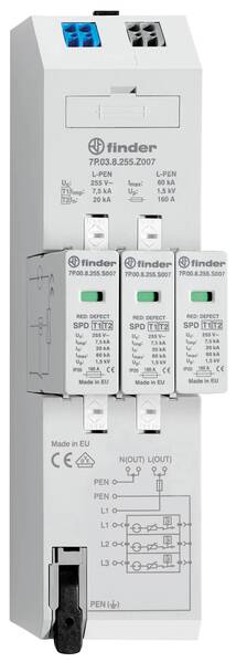 Finder 7P.03.8.255.Z007 7P.03.8.255.Z007 Überspannungsableiter 20 kA 1 St.