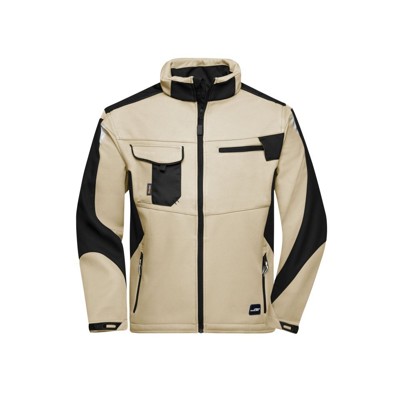 James & Nicholson - Workwear Softshell Jacke JN844, stein-grau/schwarz, Größe 3XL