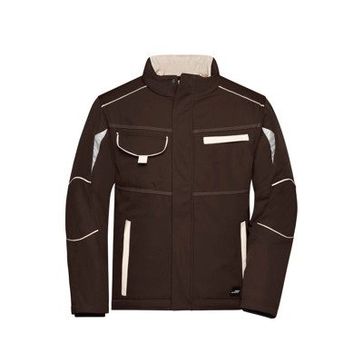 James & Nicholson - Winter Workwear Softshell Jacke JN853, braun/stein-grau, Größe XXL