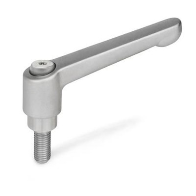 Ganter Norm® - 300.5-30-M6-16-IS Verstellbare Edelstahl-Klemmhebel, mit Schraube, matt gestrahlt
