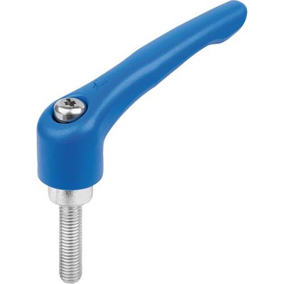 KIPP - KLEMMHEBEL GR.2 M08X20, ZINK BLAU RAL5017 STRUKTURMATT, KOMP:STAHL BLAU-PASSIVIERT