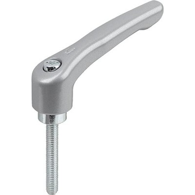 KIPP - KLEMMHEBEL GR.5 M12X90, ZINK SILBER-METALLIC KUNSTSTOFFBESCHICHTET, KOMP:STAHL BLAU-PASSIVIERT