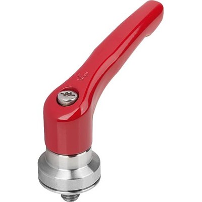 KIPP - KLEMMHEBEL MIT SPANNKRAFTVERSTÄRKER GR.2 M08X40, ZINK ROT RAL3003 KUNSTSTOFFBESCHICHTET, KOMP:EDELSTAHL