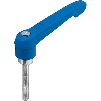 KIPP - KLEMMHEBEL GR.2 M06X40, KUNSTSTOFF BLAU RAL5017, KOMP:STAHL BLAU-PASSIVIERT