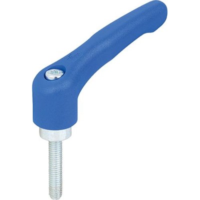KIPP - KLEMMHEBEL GR.1 M06X50, HOCHLEISTUNGSTHERMOPLAST BLAU RAL5017, KOMP:STAHL BLAU-PASSIVIERT