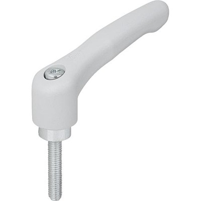 KIPP - KLEMMHEBEL GR.4 M12X50, HOCHLEISTUNGSTHERMOPLAST GRAU RAL7035, KOMP:STAHL BLAU-PASSIVIERT