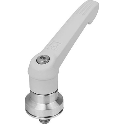 KIPP - KLEMMHEBEL MIT SPANNKRAFTVERSTÄRKER GR.3 M10X40, KUNSTSTOFF GRAU RAL7035, KOMP:EDELSTAHL BLANK