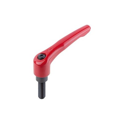 KIPP - KLEMMHEBEL GR.3 M10X55, ZINK ROT RAL3003 SEIDENMATT, KOMP:STAHL BRÜNIERT