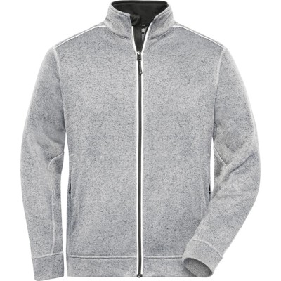 James & Nicholson - Herren Workwear Melange-Fleecejacke JN898, weiß-melange/carbon, Größe 5XL