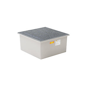 GFK-Boden-Auffangwanne, 1 x 200-l-Fass, mit Zulassung, mit Stahlgitterrost.