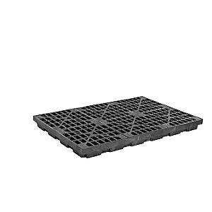PE-Auffangwanne aus PE-Regenerat, Flachwanne, für 6 x 200 l Fässer, Auffangvolumen 276 l.