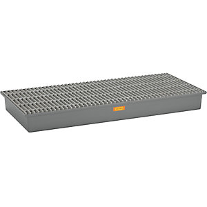GFK-Boden-Auffangwanne, 3 x 200-l-Fass, ohne Zulassung, mit GFK-Gitterrost.