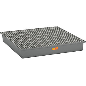 GFK-Boden-Auffangwanne, 4 x 200-l-Fass, ohne Zulassung, mit GFK-Gitterrost.