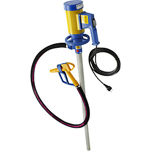 Elektrisches Fass-/Containerpumpen-Set, für Laugen, 112 l/min, 16 m Höhe.