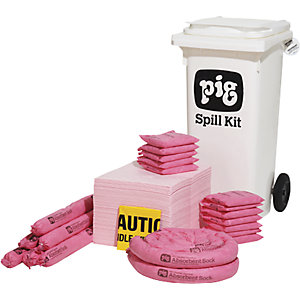 Fahrbares Notfall-Kit, klein, Ausführung Chemikalien, absorbiert 80,7 l.