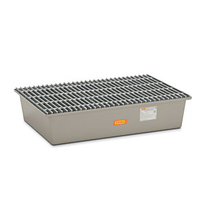 GFK-Boden-Auffangwanne, 2 x 200-l-Fass, mit Zulassung, mit GFK-Gitterrost.
