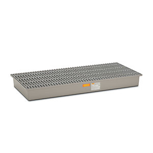 GFK-Boden-Auffangwanne, 3 x 200-l-Fässer, mit Zulassung, mit GFK-Gitterrost.